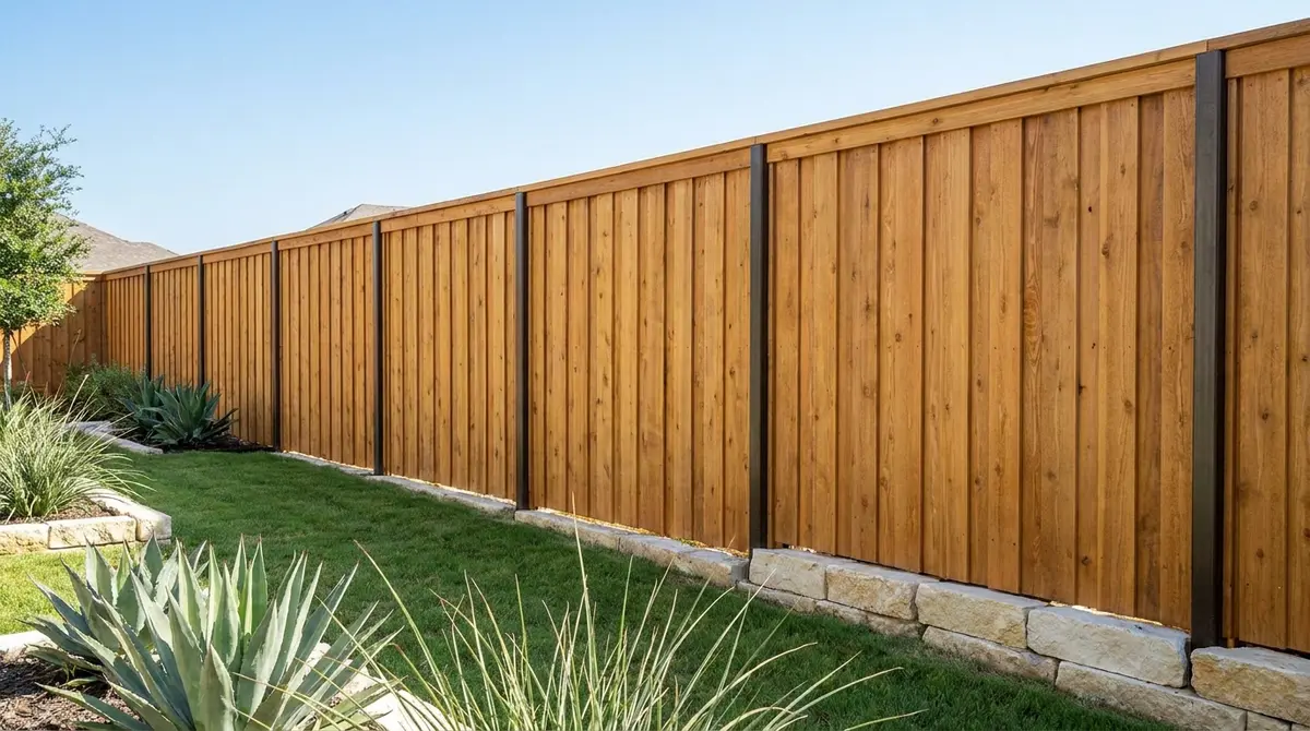 Wood privacy fence installation